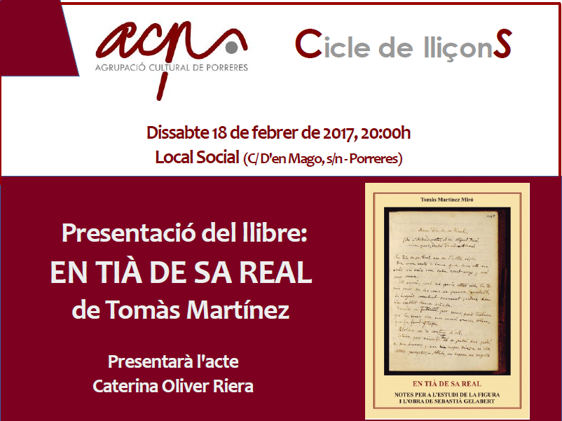 Presentació del llibre EN TIÀ DE SA REAL de Tomàs Martínez