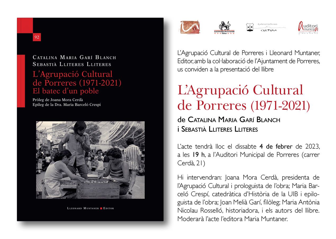 PRESENTACIÓ DEL LLIBRE "L'Agrupació Cultural de Porreres (1971-2021). El batec d'un poble".