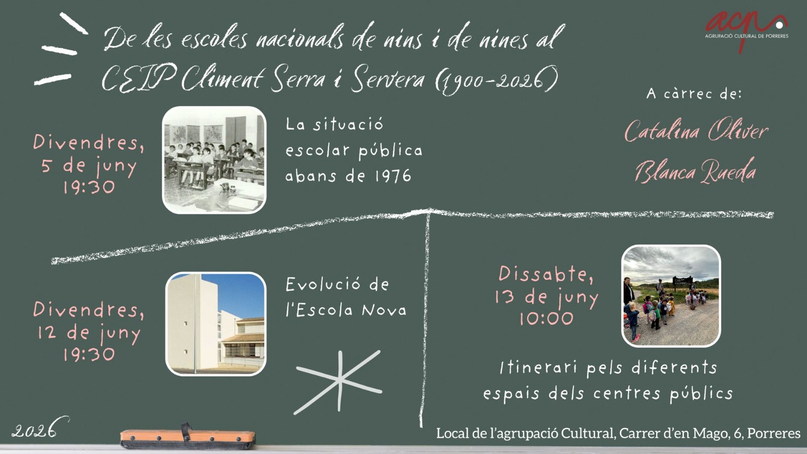 De les escoles nacionals de nins i de nines al CEIP Climent Serra i Servera (1900-2026)
